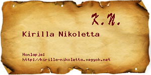 Kirilla Nikoletta névjegykártya